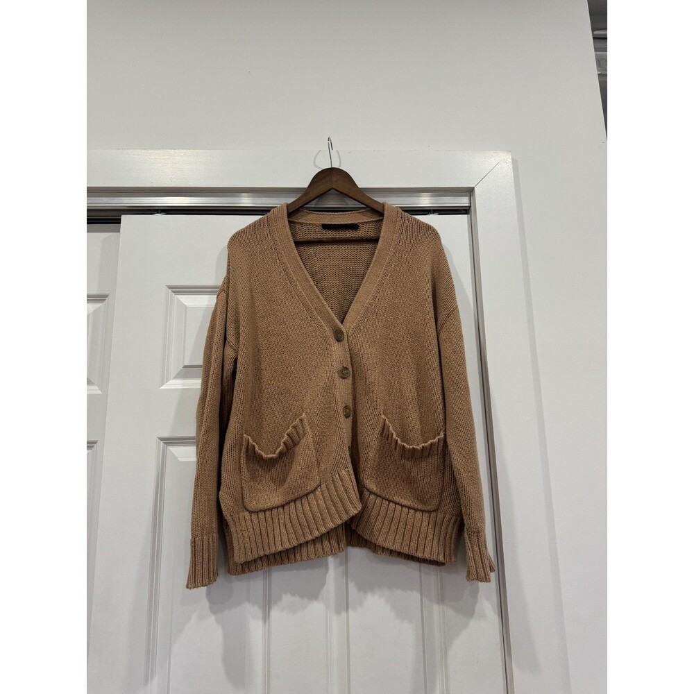 Jenni Kayne Womens L Brown Nylon Cocoon Cardigan Sweater Preppy Oversized